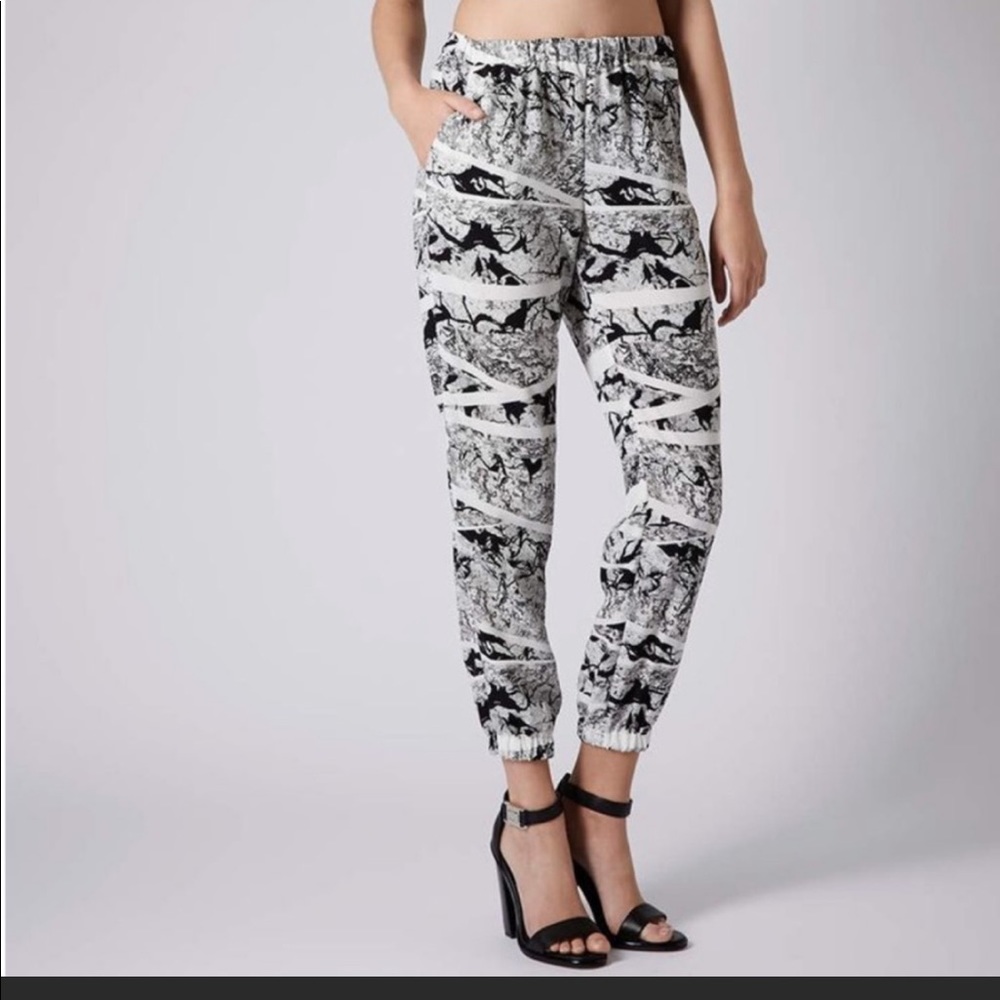 Topshop Black & White Marble Joggers